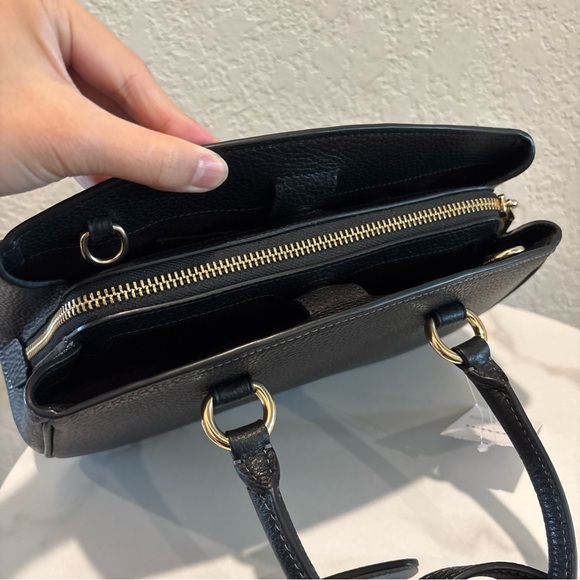 NWT Coach Savannah Black Leather Satchel with Gold Accents - Picture 6 of 10